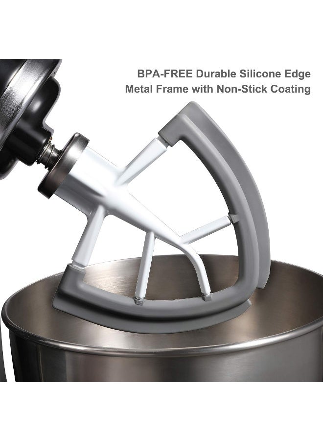 Reikame Flex Edge Beater for KitchenAid Tilt-Head Stand Mixer, 4.5-5 Quart Flat Beater Paddle with Flexible Silicone Edges Bowl Scraper, White - Image 4